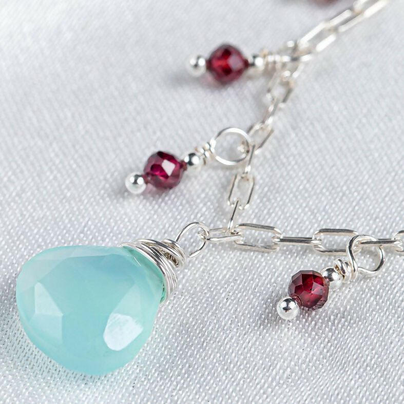 Valparaiso Necklace - chalcedony and garnet.