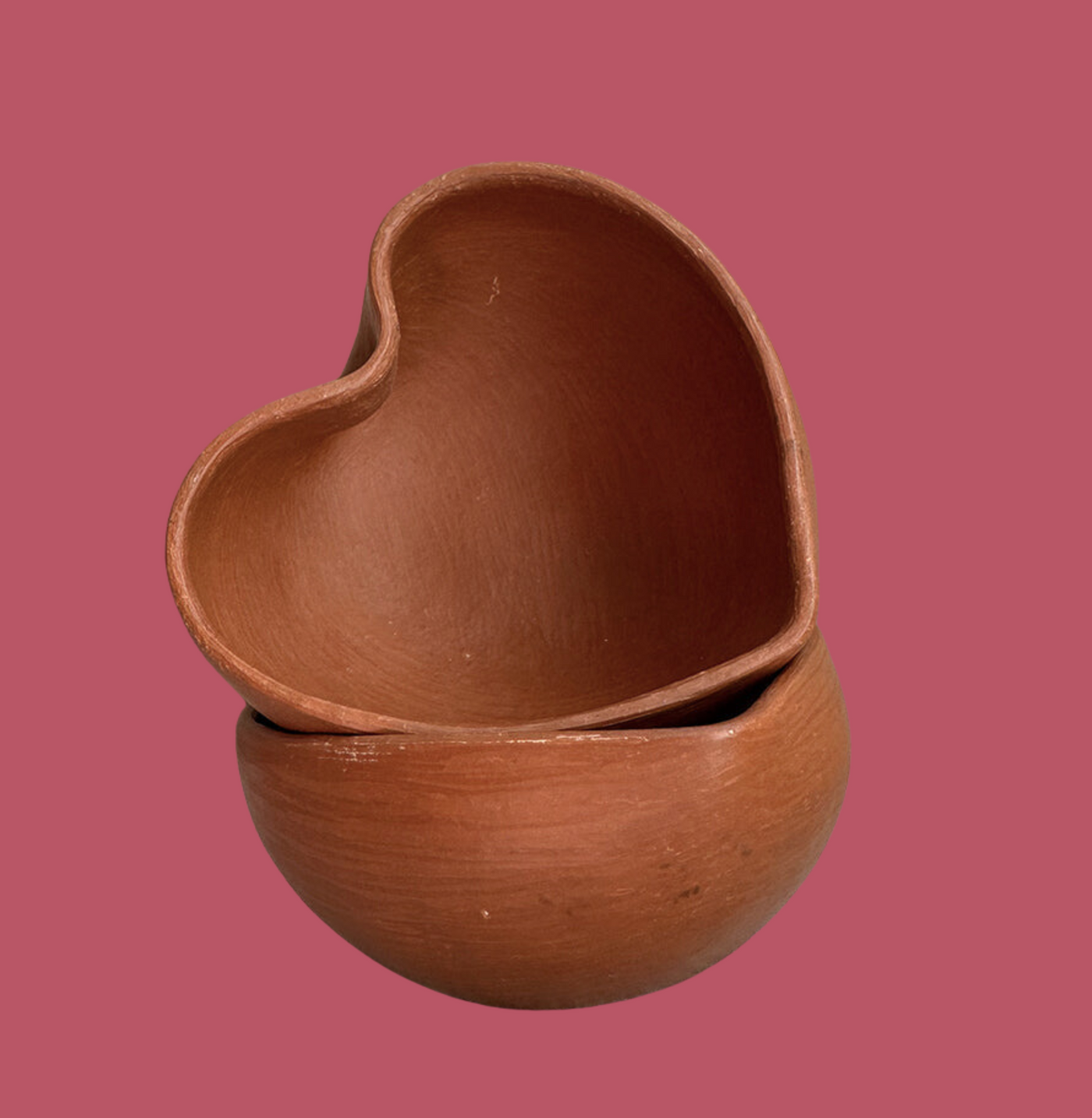 Heart-Shaped Salsero: Handcrafted Oaxacan Red Pottery