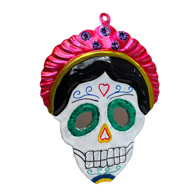 Frida Calavera Ornament. Handpainted. Dia de Muertos. Mexico
