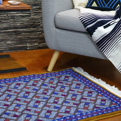 Mexican Handmade Rug with blue details