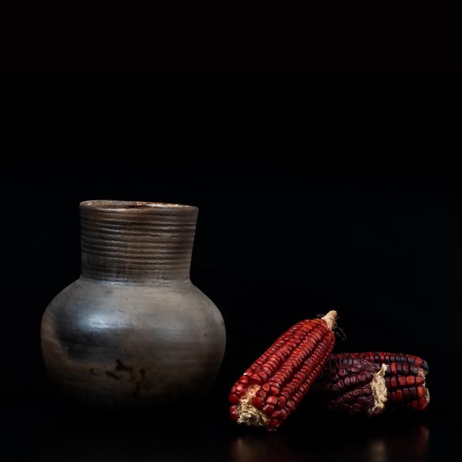 Beeswax-sealed Rustic Earthenware Vase