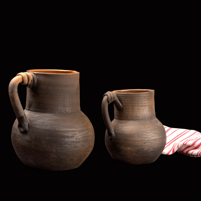 Artisanal Earthenware Water Pitcher And Cup Set