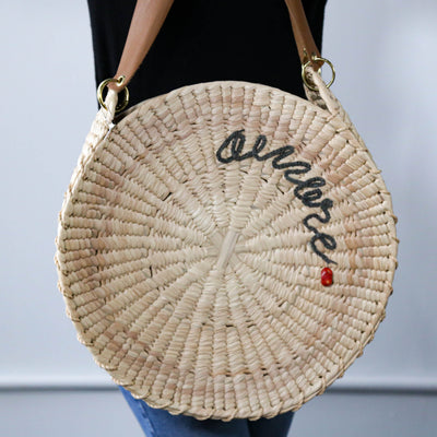 Round Palm Leaf Bag