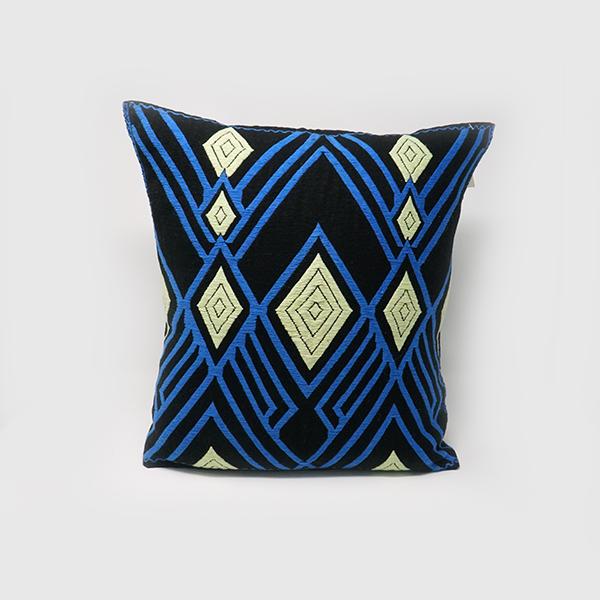 Blue and Yellow Emboidery Pillow