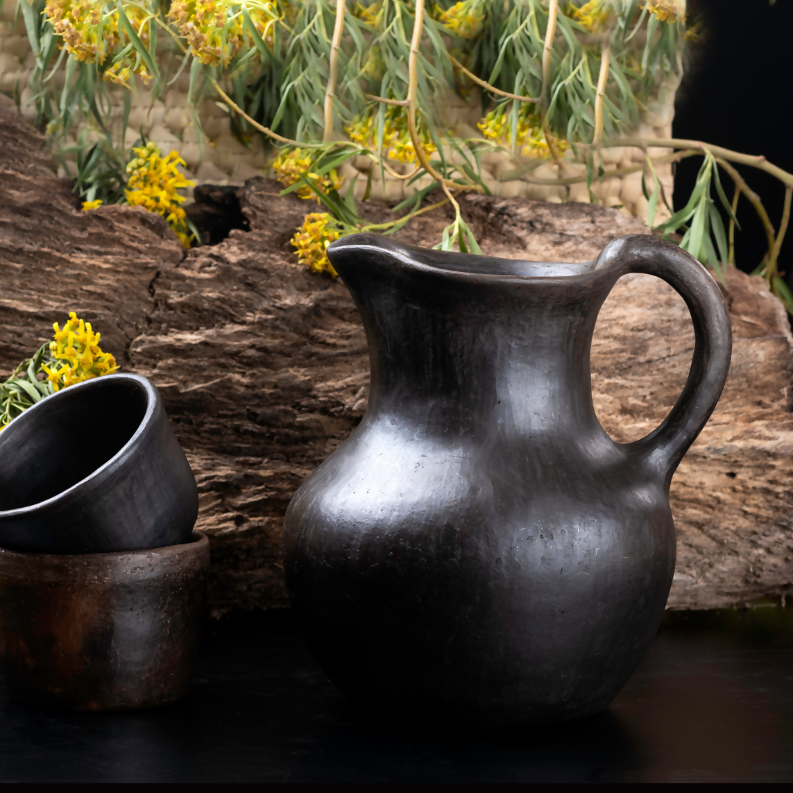 Traditional Mixe Sierra Smoked Pitcher From Las Flores, Tlahuitoltepec