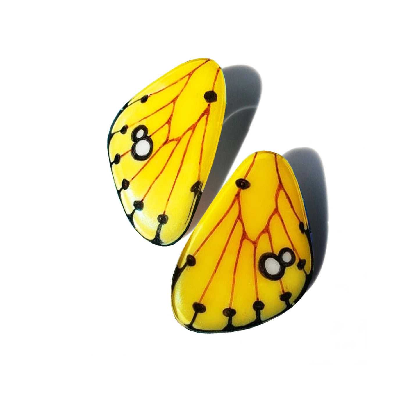 Large Yellow Wing Earrings
