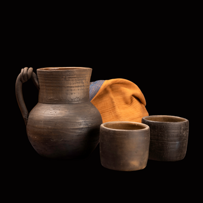Artisanal Earthenware Water Pitcher And Cup Set