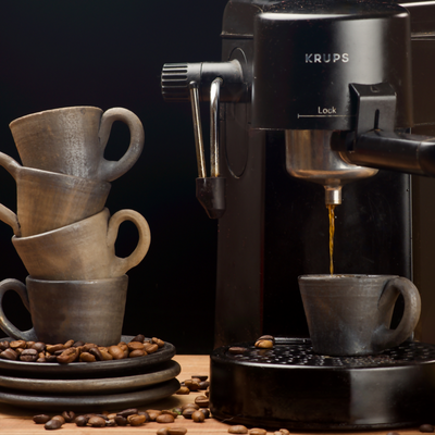 Artisanal Earthenware Espresso Cup & Saucer Set