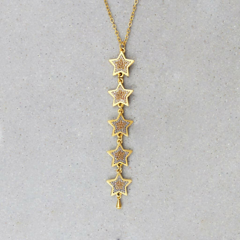 5 STARS NECKLACE, PLATED IN 24K GOLD