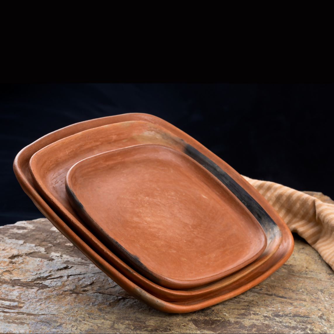 Rustic Clay Square Serving Tray From Tlahuitoltepec