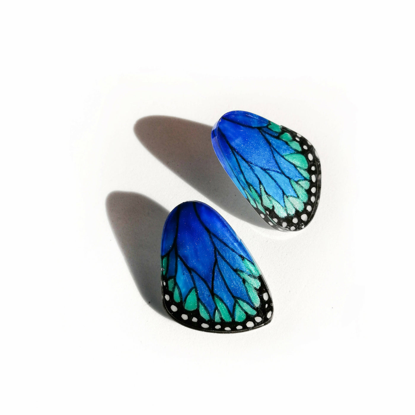 Small Blue Morpho Wing Earrings